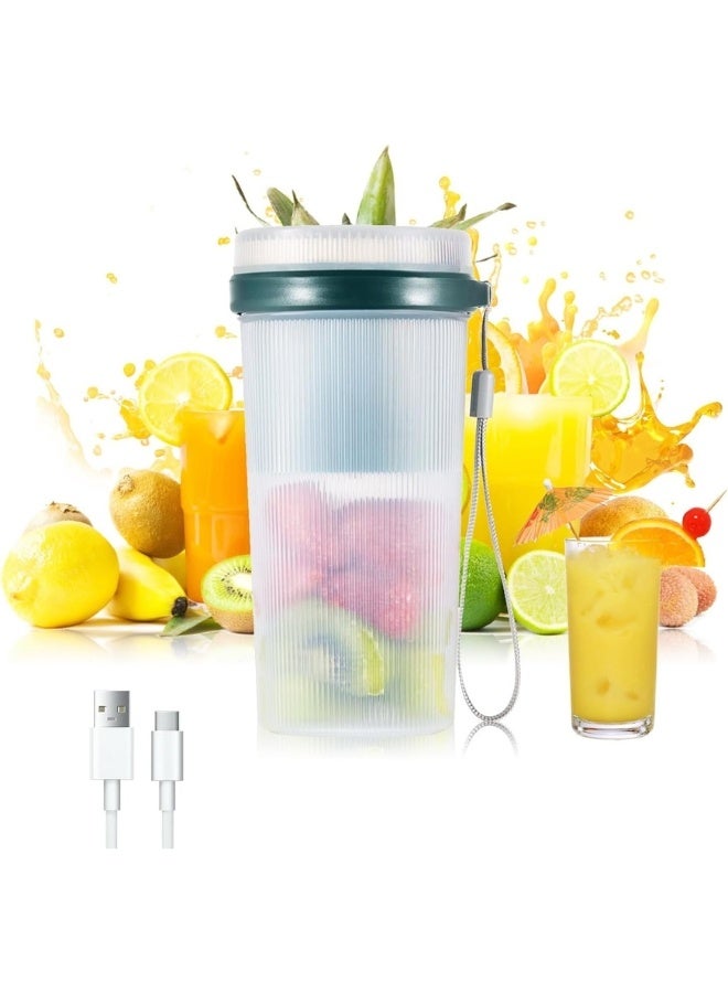 خلاط شخصي صغير محمول 300 مل – خلاط عصير USB قابل لإعادة الشحن، 6 شفرات من الفولاذ المقاوم للصدأ للمطبخ والمنزل والسفر والمكتب والرياضة، تشغيل بزر واحد،مثالي للعصائر، مخفوق البروتين وطعام الأطفال - Image 1